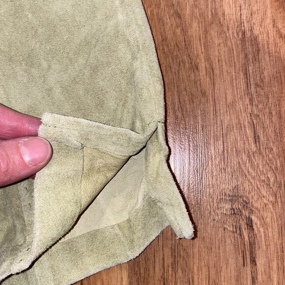 The Look by Randolph Duke Vintage Light Olive Green Suede Cropped Pants Sz 34 - Picture 8 of 10